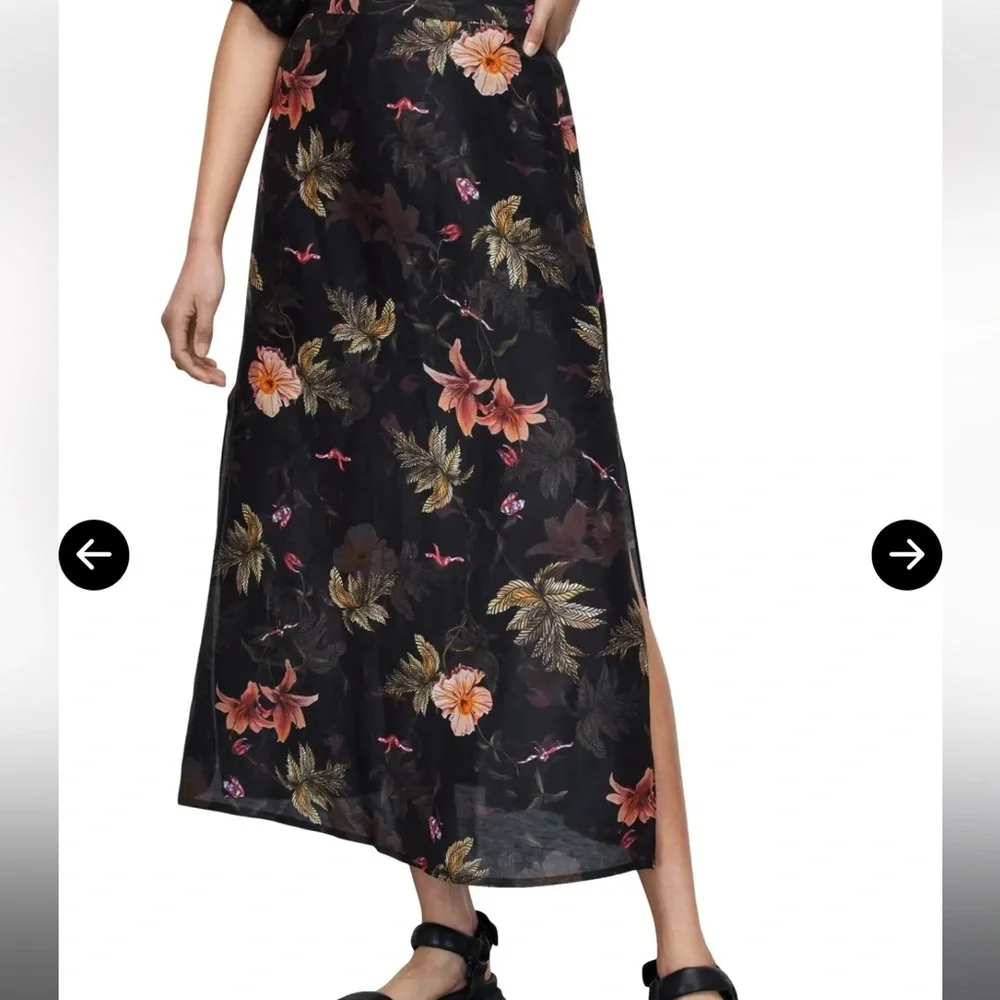 ALL SAINTS Asta Viviana Linen & Silk Midi Skirt Size 2
